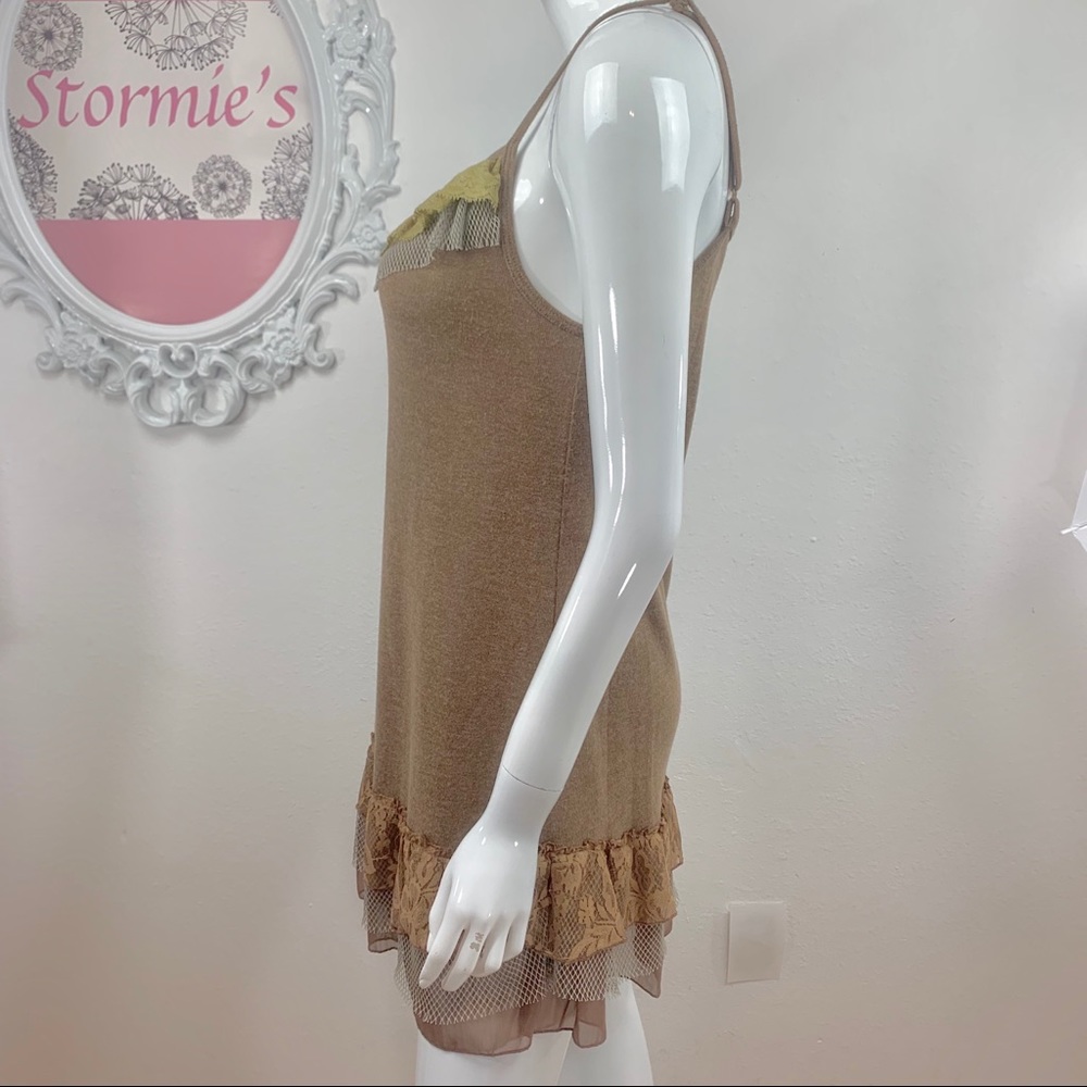 Pretty Angel / Lace Ruffle Mesh Cream Brown Green - Picture 4 of 8